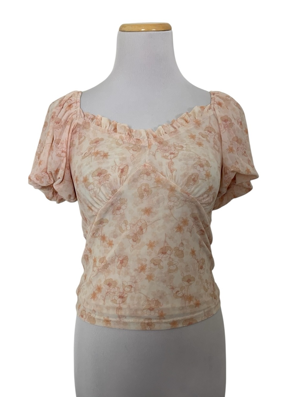 Kit & Sky Mesh Floral Coquette Top Size XS